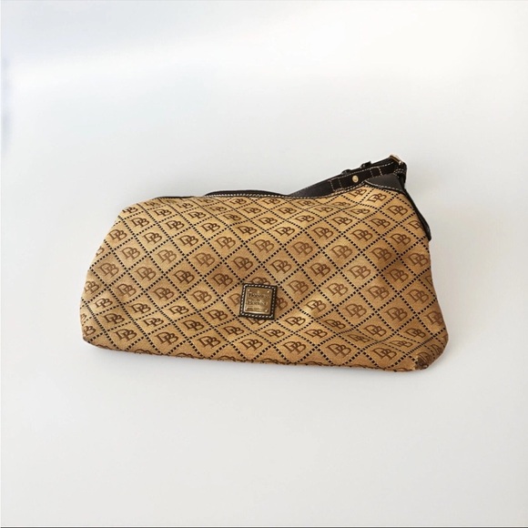 Vintage Dooney And Bourke Handbag Tan Leather Small Logo Shoulder Purse - Picture 3 of 4